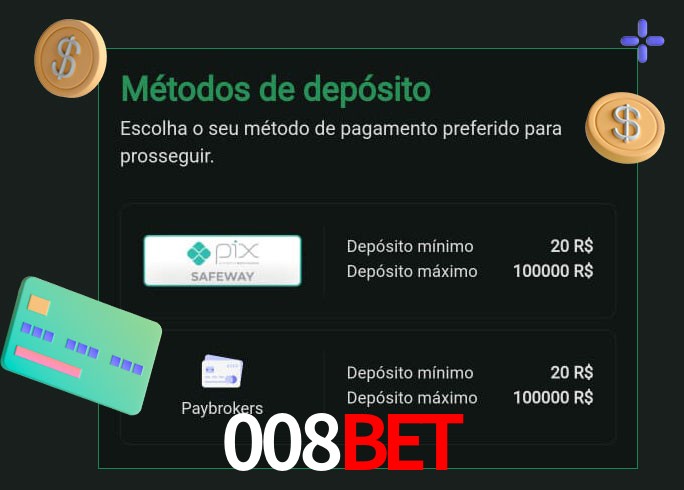 O cassino 008bet oferece uma grande variedade de métodos de pagamento